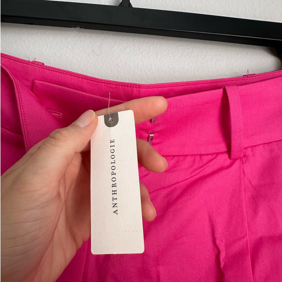 NWT Anthropologie Exquise Pink Cotton High Rise Bermuda Shorts Size Small - Picture 7 of 9